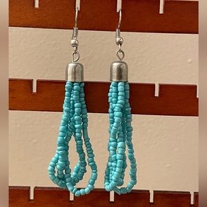 Turquoise beaded drop earrings